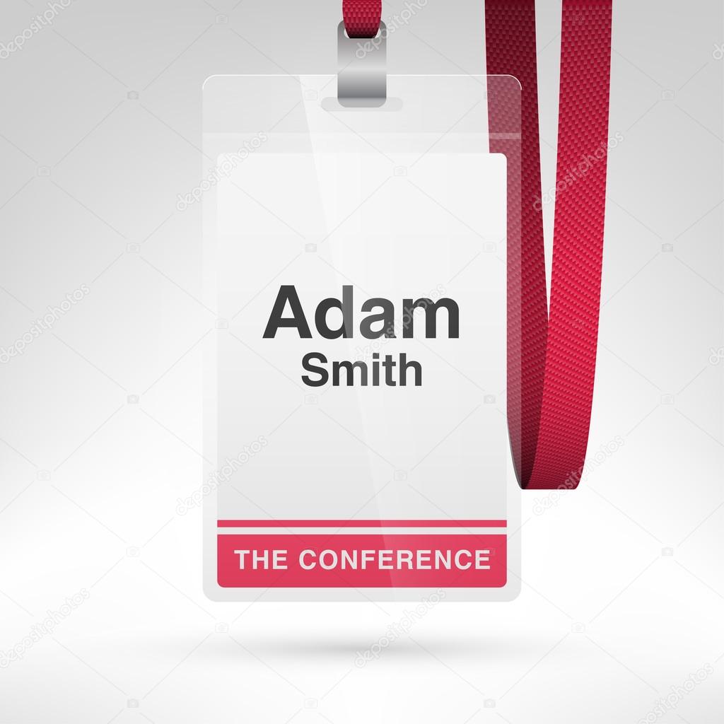 Conference badge with name tag 