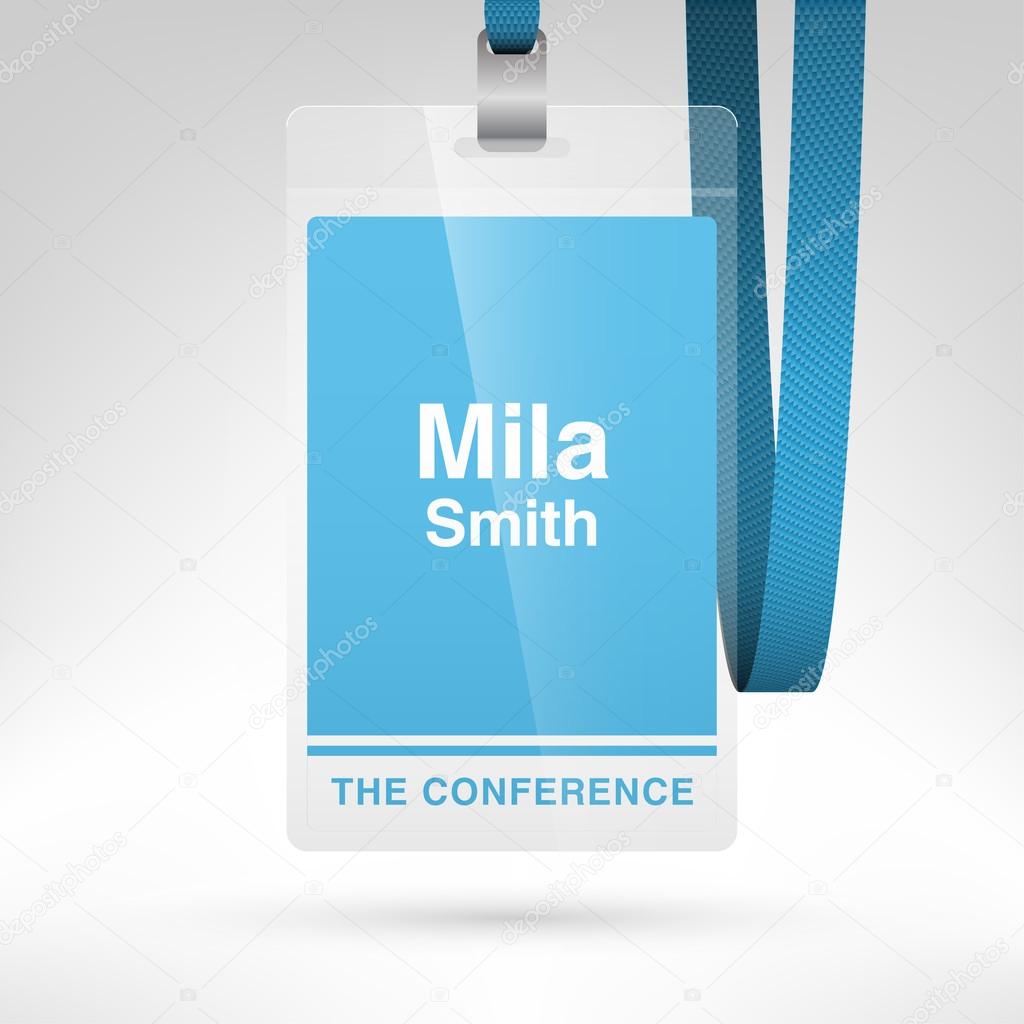 Conference badge with name tag — Stock Vector © whitebarbie 121895504