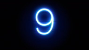 9 numaralı neon bir süre sonra ortada belirip kayboluyor. Mavi neon alfabe sembolünün döngü canlandırması