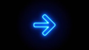 Ok Sağ Neon işareti bir süre sonra ortada belirir ve kaybolur. Mavi neon alfabe sembolünün döngü canlandırması