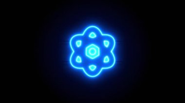 Atom neon ışığı bir süre sonra ortada belirip kayboluyor. Mavi neon alfabe sembolünün döngü canlandırması