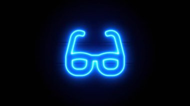 Gözlüklü neon bir süre sonra ortada belirir ve kaybolur. Siyah arkaplanda mavi neon bir sembol. Döngülü canlandırma