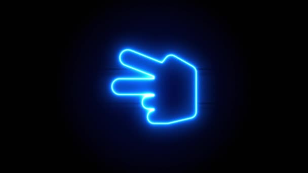 Handschaar Neon Teken Verschijnen Het Centrum Verdwijnen Enige Tijd Geanimeerde — Stockvideo