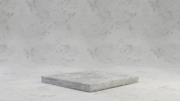 Socle Béton Isolé Sur Fond Ciment Gris Rendu Concept Abstrait — Photo