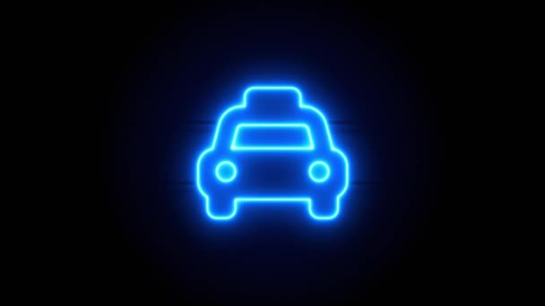 Samochód Neon Pojawiają Się Centrum Znikają Pewnym Czasie Animowany Niebieski — Wideo stockowe