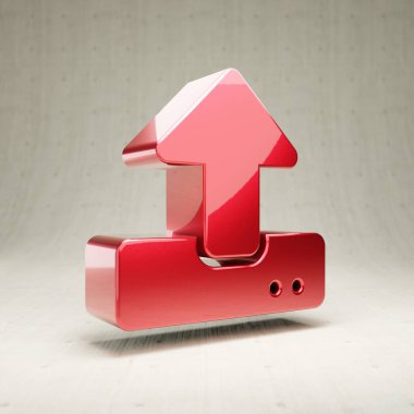 Simgeyi yükle. Beyaz beton arka planda izole edilmiş altın parıltılı üniversite sembolü. Web sitesi için modern simge, sosyal medya, sunum, tasarım şablonu ögesi. 3 Boyutlu Hazırlama.