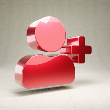 Kullanıcı simgesi ekle. Beyaz beton arka planda izole edilmiş altın parıltılı üniversite sembolü. Web sitesi için modern simge, sosyal medya, sunum, tasarım şablonu ögesi. 3 Boyutlu Hazırlama.