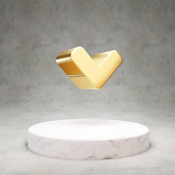 Angle Icon Gold Glossy Angle Symbol White Marble Podium Modern — Stock Photo, Image
