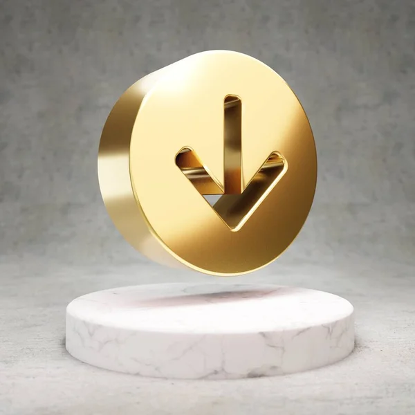 Pfeil Kreis Nach Unten Symbol Gold Glänzender Pfeil Circle Symbol — Stockfoto