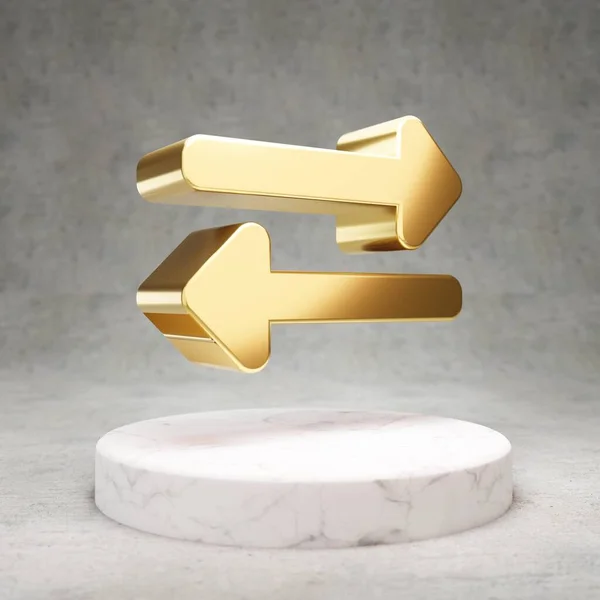 Austauschsymbol Gold Glänzend Exchange Symbol Auf Weißem Marmor Podium Modernes — Stockfoto
