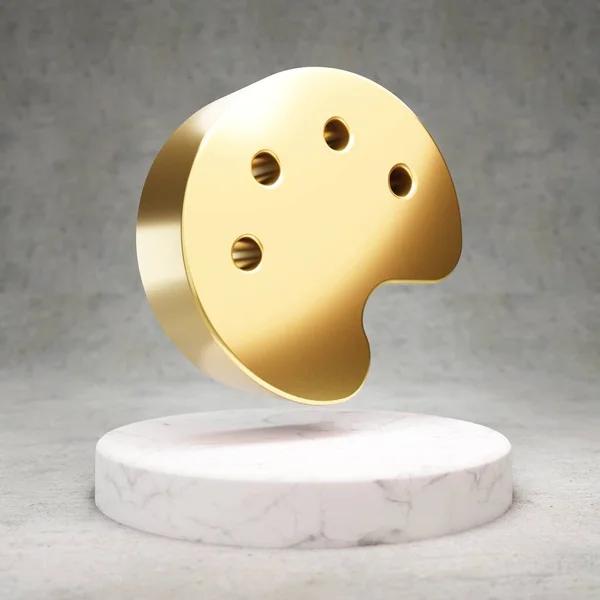 Palettikon Guld Glänsande Palett Symbol Vit Marmor Pallplats Modern Ikon — Stockfoto