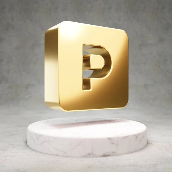 Icône Parking Brillant Symbole Stationnement Sur Podium Marbre Blanc Icône — Photo