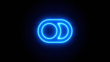 Neon ışığı bir süre sonra ortaya çıkar ve kaybolur. Siyah arkaplanda mavi renkli animasyon simgesi. Döngülü canlandırma