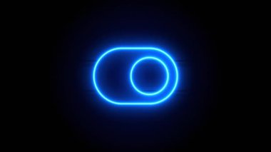Neon ışığı bir süre sonra ortaya çıkar ve kaybolur. Siyah arkaplanda mavi renkli animasyon simgesi. Döngülü canlandırma