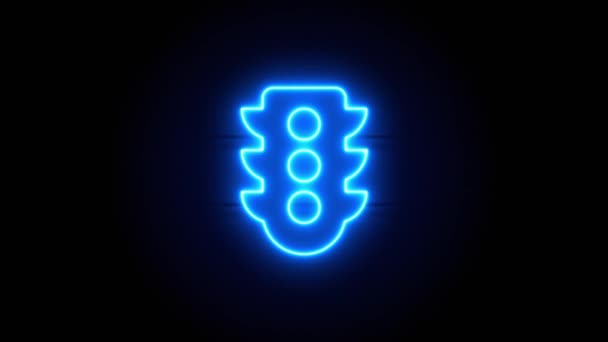 Światło Drogowe Neon Pojawiają Się Centrum Znikają Pewnym Czasie Animowana — Wideo stockowe