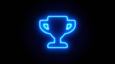 Kupa neon ışığı bir süre sonra ortada belirir ve kaybolur. Siyah arkaplanda mavi renkli animasyon simgesi. Döngülü canlandırma