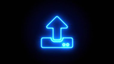 Neon ışığı bir süre sonra ortada belirip kayboluyor. Siyah arkaplanda mavi neon bir sembol. Döngülü canlandırma