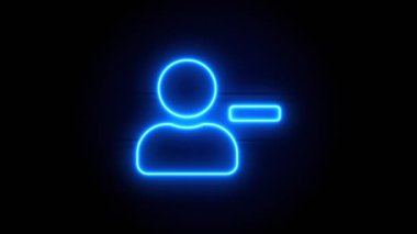 Kullanıcı neon işaretini sil ve bir süre sonra ortadan kaybol. Siyah arkaplanda mavi renkli animasyon simgesi. Döngülü canlandırma