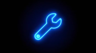 Neon ışığı bir süre sonra ortada belirir ve kaybolur. Siyah arkaplanda mavi renkli animasyon simgesi. Döngülü canlandırma