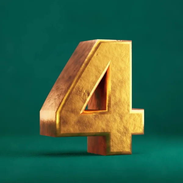 Tidewater Greenの背景のFortuna Gold Number トレンドカラーフォントタイプシンボル 3Dレンダリング — ストック写真