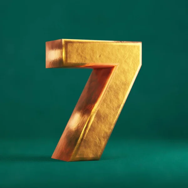Fortuna Gold Nummer Auf Tidewater Green Hintergrund Trendfarbe Schriftart Symbol — Stockfoto