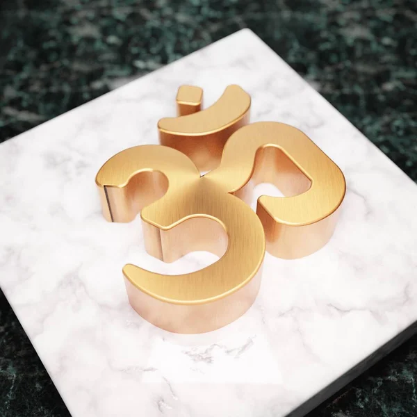 アイコンよ 白い大理石の表彰台にブロンズルームのシンボル ウェブサイト ソーシャルメディア プレゼンテーション デザインテンプレート要素のアイコン 3Dレンダリング — ストック写真