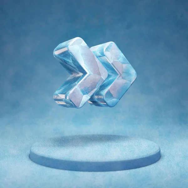 Angle Double Right Icon Cracked Blue Ice Angle Double Right — Stock Photo, Image