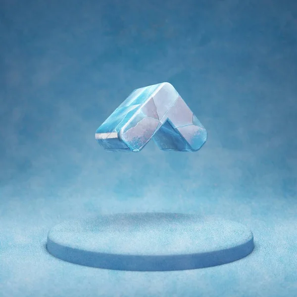 Açı Yukarı Simgesi Mavi Kar Podyumunda Çatlamış Mavi Buz Açısının — Stok fotoğraf