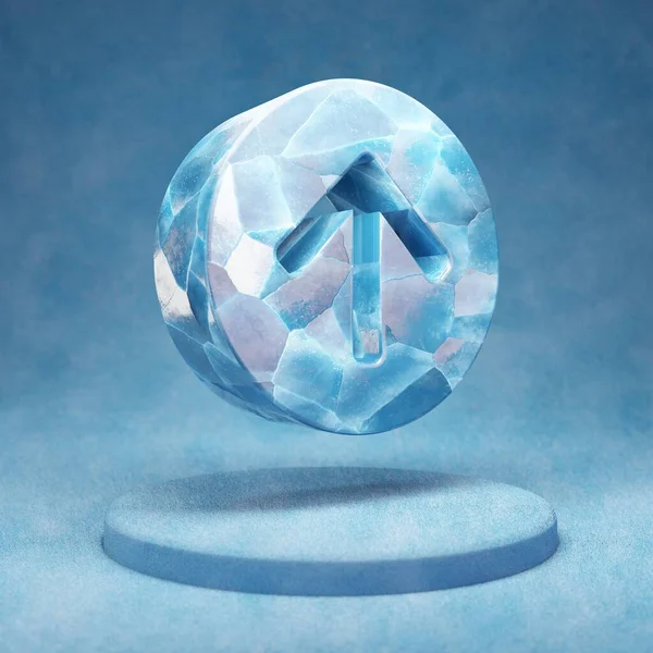 Ikona Šipka Nahoru Prasklý Modrý Ice Arrow Circle Symbol Modrém — Stock fotografie