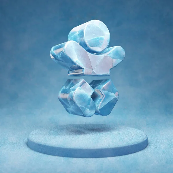 Ikona Dziecka Pęknięty Niebieski Symbol Ice Baby Niebieskim Podium Śniegu — Zdjęcie stockowe