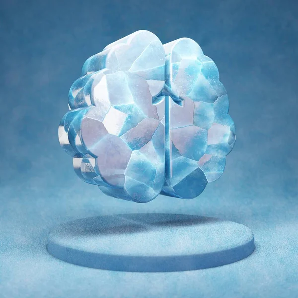 Icono Cerebral Cracked Blue Ice Símbolo Cerebral Podio Nieve Azul — Foto de Stock