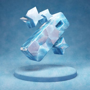 Sihirli değnek ikonu. Mavi kar podyumunda kırık mavi buz sihirli değneği sembolü. Web sitesi, sunum ve tasarım şablonu için Sosyal Ortam Simgesi. 3 Boyutlu Hazırlama.