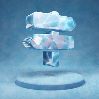 Harita İşaretleri simgesi. Mavi kar podyumunda çatlamış mavi buz haritası işaretleri. Web sitesi, sunum ve tasarım şablonu için Sosyal Ortam Simgesi. 3 Boyutlu Hazırlama.