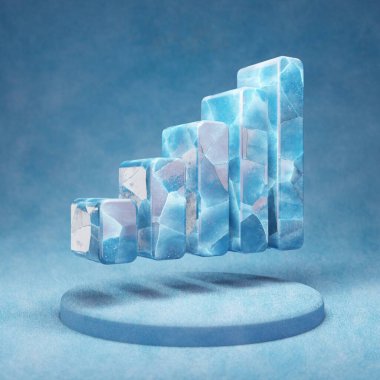 Sinyal simgesi. Mavi kar podyumunda açık mavi buz sinyali sembolü. Web sitesi, sunum ve tasarım şablonu için Sosyal Ortam Simgesi. 3 Boyutlu Hazırlama.