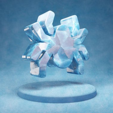 Örümcek ikonu. Mavi kar podyumunda çatlamış mavi buz örümceği sembolü. Web sitesi, sunum ve tasarım şablonu için Sosyal Ortam Simgesi. 3 Boyutlu Hazırlama.