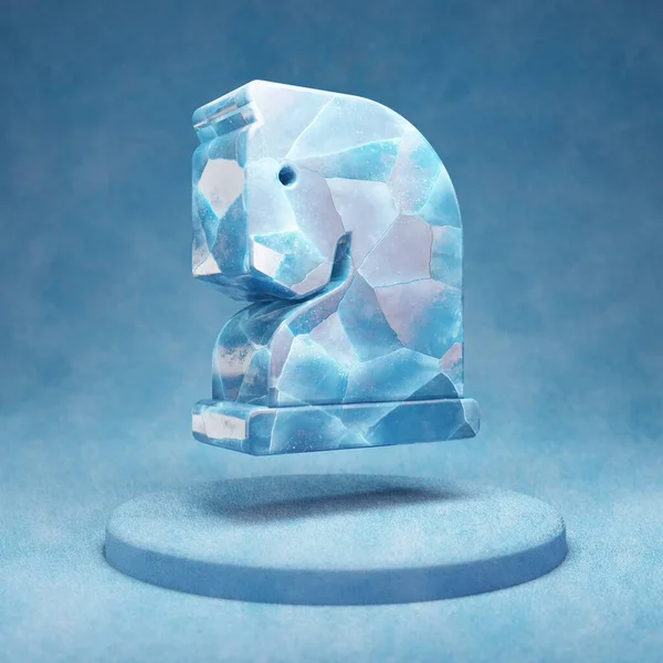 Ikona Šachového Rytíře Popraskané Modré Ice Chess Knight Symbol Modrém — Stock fotografie