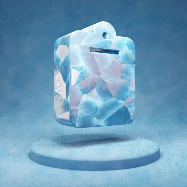 クリップボードアイコン 青い雪の表彰台に砕いた青い氷のクリップボードのシンボル ウェブサイト プレゼンテーション デザインテンプレート要素のソーシャルメディアアイコン 3Dレンダリング — ストック写真