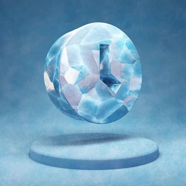 Ikona Hodin Popraskané Modré Ice Clock Symbol Modrém Sněhu Pódium — Stock fotografie