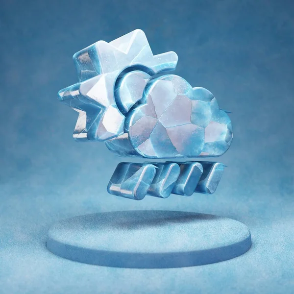 Ikona Cloud Sun Rain Prasklý Modrý Ice Cloud Sun Symbol — Stock fotografie