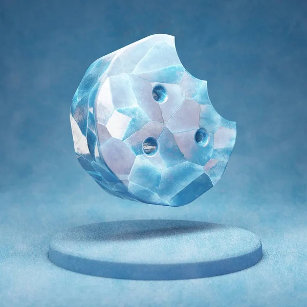 Ikona Ugryzienie Ciasteczek Pęknięty Niebieski Symbol Ice Cookie Bite Niebieskim — Zdjęcie stockowe