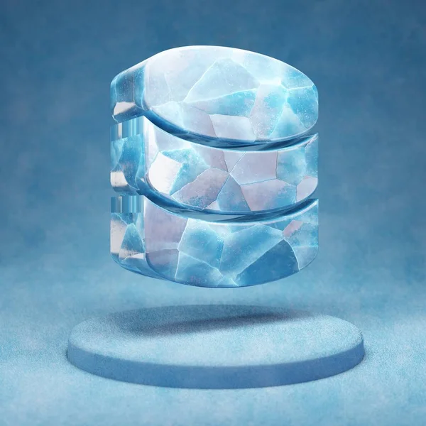 Veritabanı Simgesi Mavi Kar Podyumunda Çatlamış Mavi Buz Veri Tabanı — Stok fotoğraf