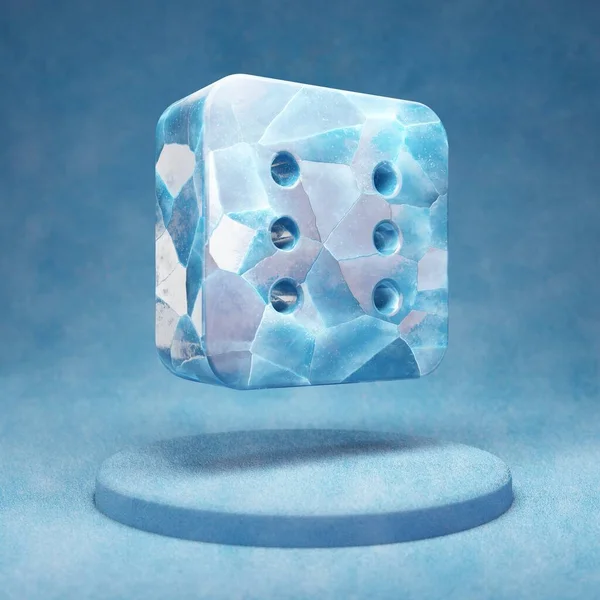Піктограма Dice Six Тріснутий Синій Ice Dice Six Символ Синьому — стокове фото