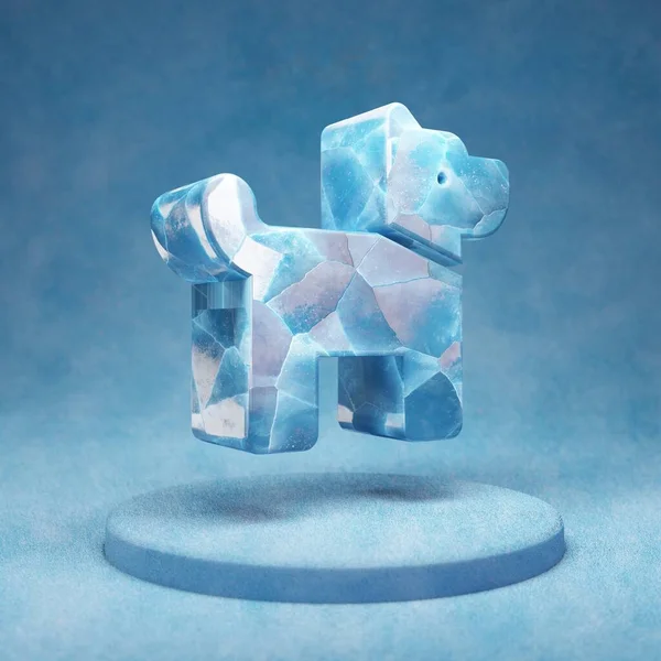 Kutya Ikon Törött Kék Ice Dog Szimbólum Kék Pódiumon Közösségi — Stock Fotó