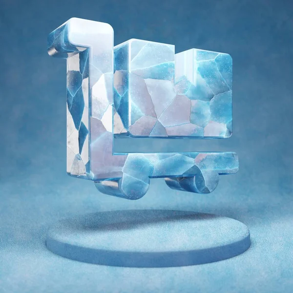 Dolly Flatbed Icon Cracked Blue Ice Dolly Flatbed Symbol Blue — Stock Photo, Image