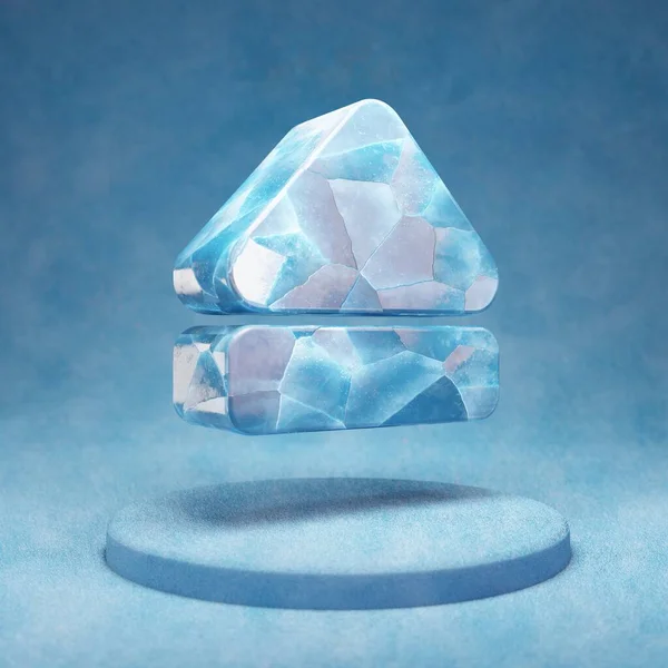 Виштовхнути Піктограму Синій Колір Льоду Символ Синьому Сніговому Подіумі Піктограма — стокове фото