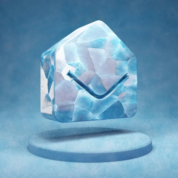 Umschlag Öffnen Gebrochener Blauer Eisumschlag Offenes Symbol Auf Blauem Schnee — Stockfoto