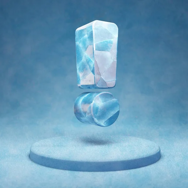 Utropsikonen Sprucken Blå Ice Exclamation Symbol Blå Snö Podium Social — Stockfoto