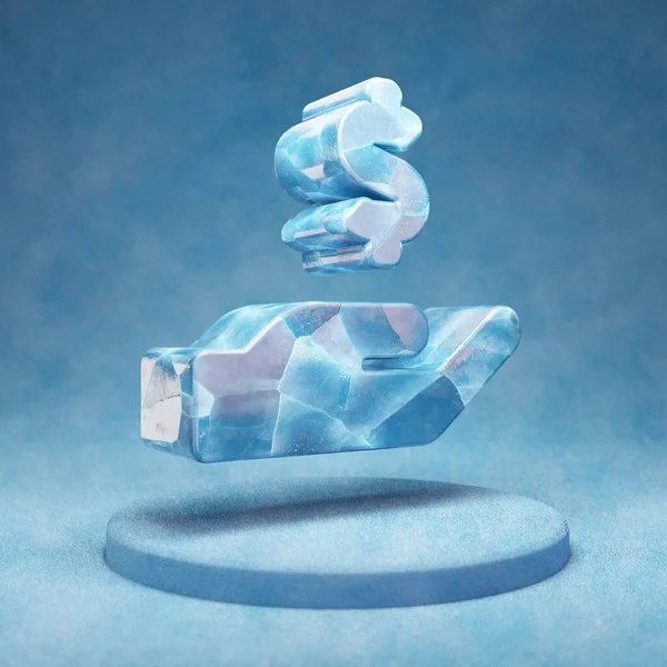 Hand Holding Dollar Icon Cracked Blue Ice Hand Holding Dollar — Stock Photo, Image