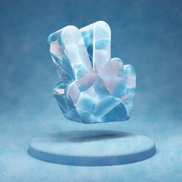 Εικονίδιο Ειρήνης Χέρι Ραγισμένο Μπλε Ice Hand Peace Σύμβολο Μπλε — Φωτογραφία Αρχείου