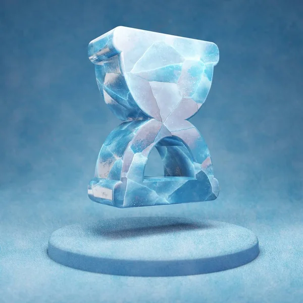 Sablier Icône Démarrer Cracked Blue Ice Hourglass Symbole Départ Sur — Photo